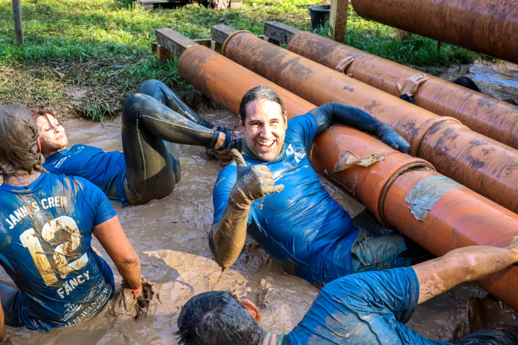 Participant smiling as he finished the Tight Squeeze