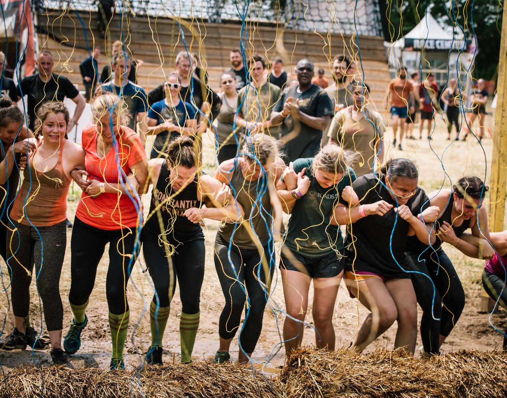 Participants running through the Electroshock Therapy